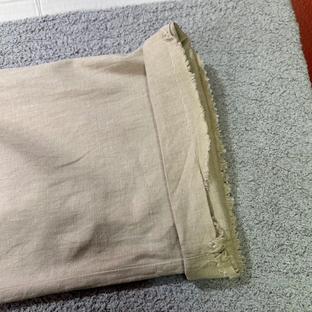 Sean John Trousers Pleated 38x30 Tan Vintage 90s Linen Blend Wide Leg Y2K Hip